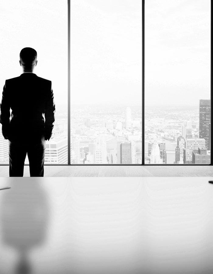 Businessman im Büro vor einem Fenster